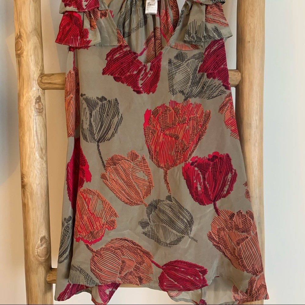 Trinity Rose Silk Ruffle Top